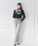【Belle Charme】Choker Design Rib Knit 拼接針織上衣