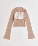 【Belle Charme】Choker Design Rib Knit 拼接針織上衣
