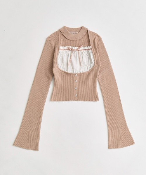 【Belle Charme】Choker Design Rib Knit 拼接針織上衣