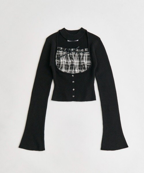 【Belle Charme】Choker Design Rib Knit 拼接針織上衣