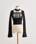【Belle Charme】Choker Design Rib Knit 拼接針織上衣