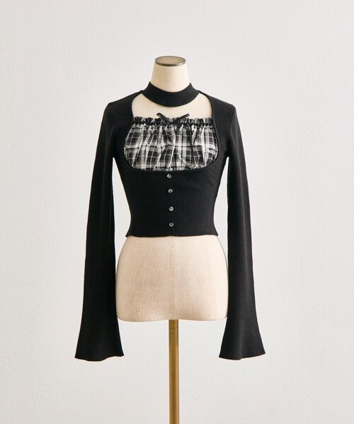 【Belle Charme】Choker Design Rib Knit 拼接針織上衣