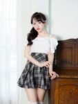 【evelyn】側邊綁帶高腰短裙