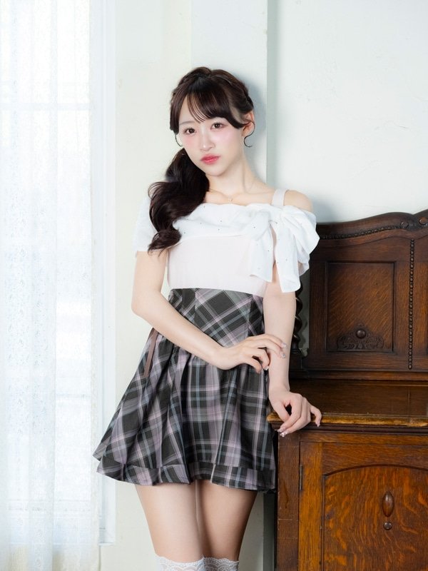 【evelyn】側邊綁帶高腰短裙
