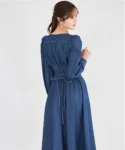 【tocco closet】珍珠拉鍊馬甲束腰風牛仔連衣裙