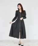 【tocco closet】珍珠拉鍊馬甲束腰風牛仔連衣裙