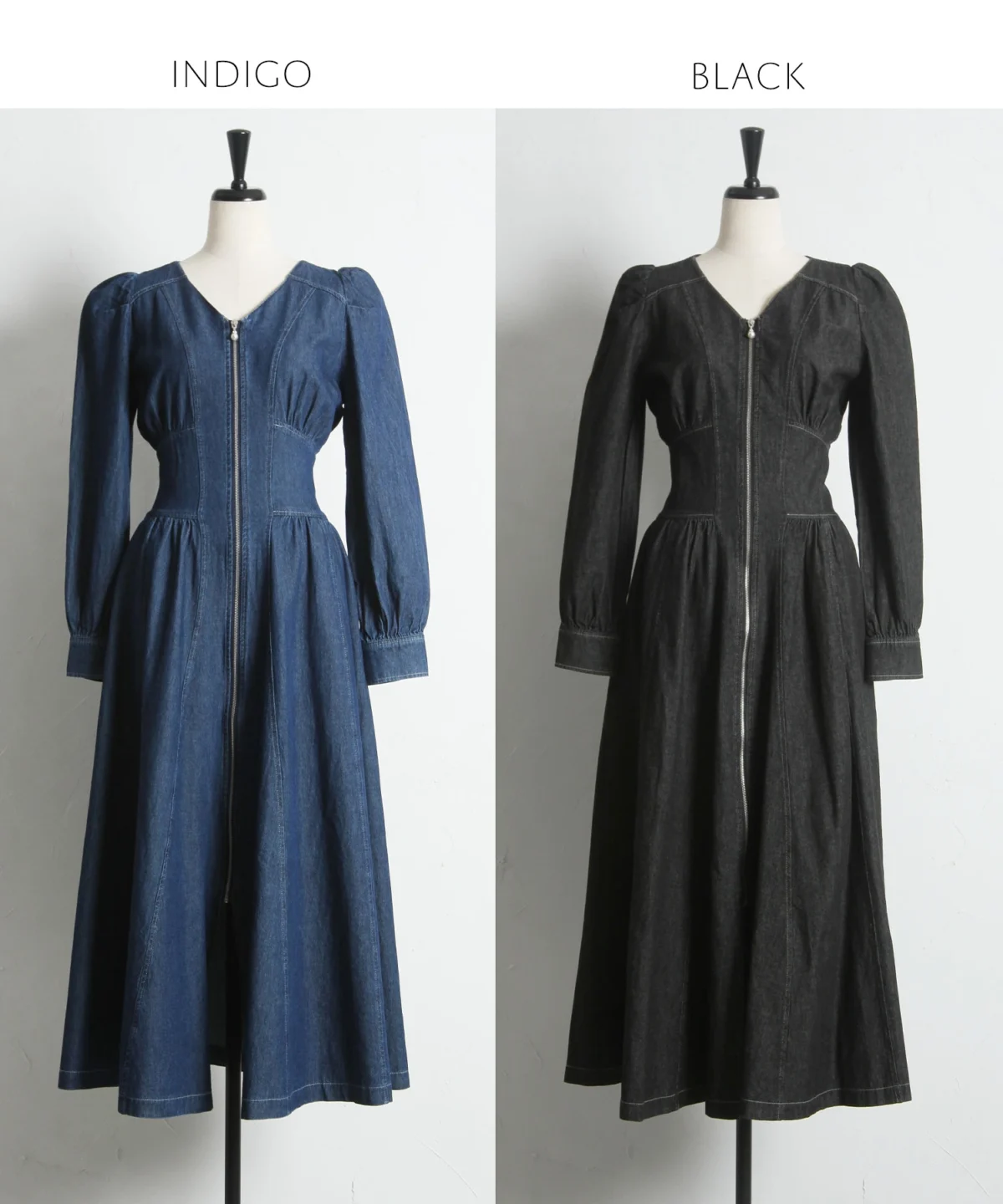 【tocco closet】珍珠拉鍊馬甲束腰風牛仔連衣裙