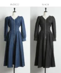 【tocco closet】珍珠拉鍊馬甲束腰風牛仔連衣裙