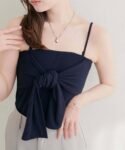 【natural couture】前緞帶造型附胸墊吊帶背心