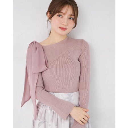 Tocco closet 蝴蝶結肩膀裝飾彈力針織top