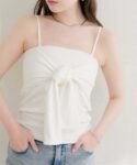 【natural couture】前緞帶造型附胸墊吊帶背心