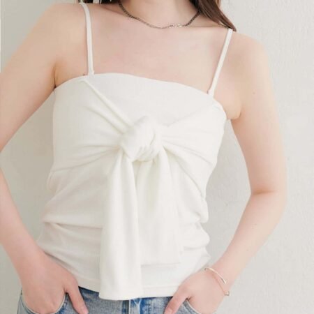 【natural couture】前緞帶造型附胸墊吊帶背心