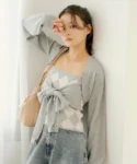 【Chico】菱格紋絲帶吊帶開衫套裝