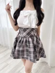 【evelyn】側邊綁帶高腰短裙