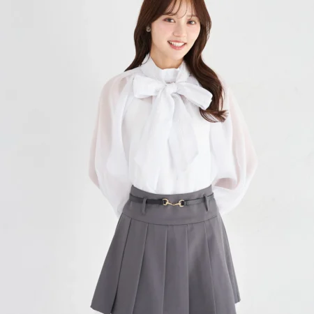 【tocco closet】下擺蕾絲內搭短褲式百褶裙（附腰帶）