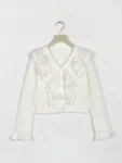 An MILLE Ruffle-lined ribbed cardigan 荷葉花邊拼接手袖外套 現貨