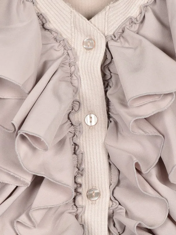 An MILLE Ruffle-lined ribbed cardigan 荷葉花邊拼接手袖外套 現貨