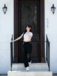 Evelyn 閃鑽T恤 + 蝴蝶結閃石棉褲 藍紫色 現貨 +預訂