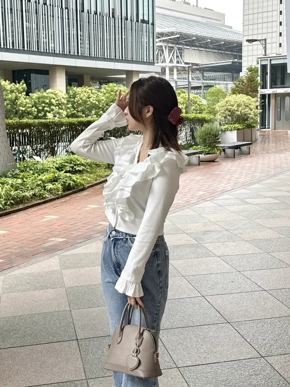 An MILLE Ruffle-lined ribbed cardigan 荷葉花邊拼接手袖外套 現貨