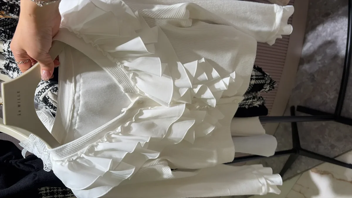 An MILLE Ruffle-lined ribbed cardigan 荷葉花邊拼接手袖外套 現貨