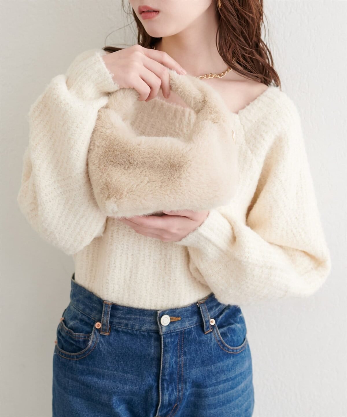 Natural Couture 可拆肩帶人造毛毛袋 バッグ 現貨