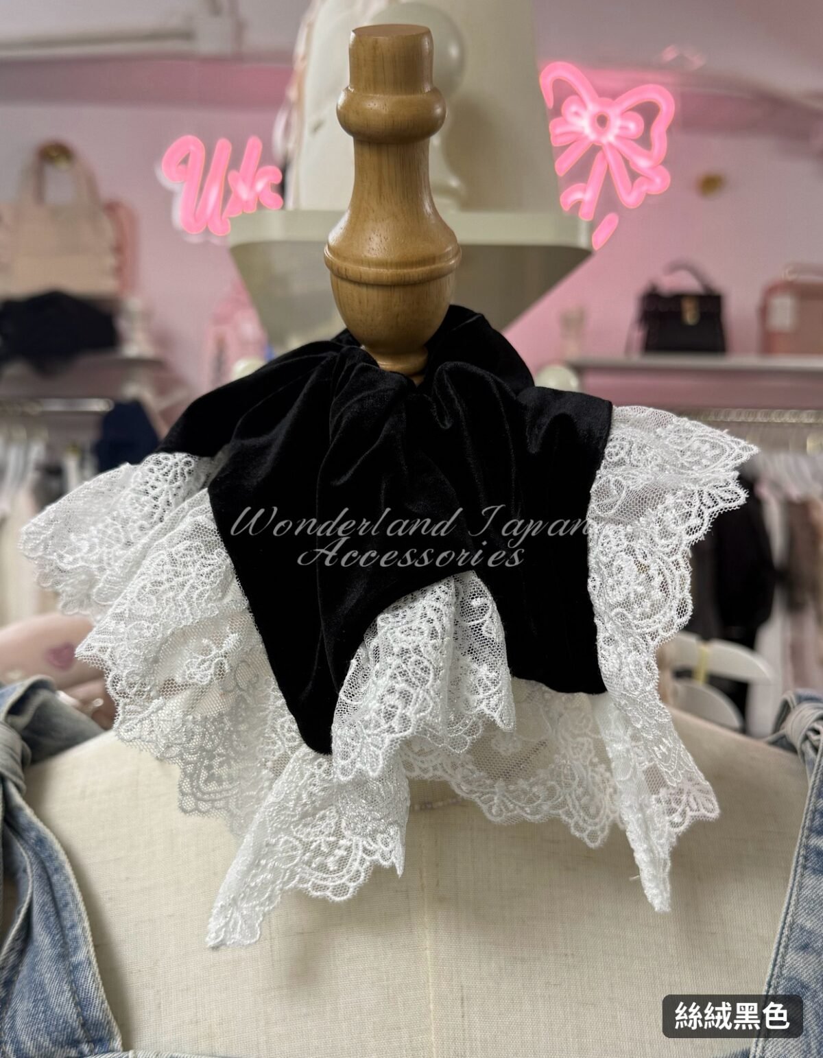 【Wonderland Japan Accessories】日系蕾絲方巾大腸圈