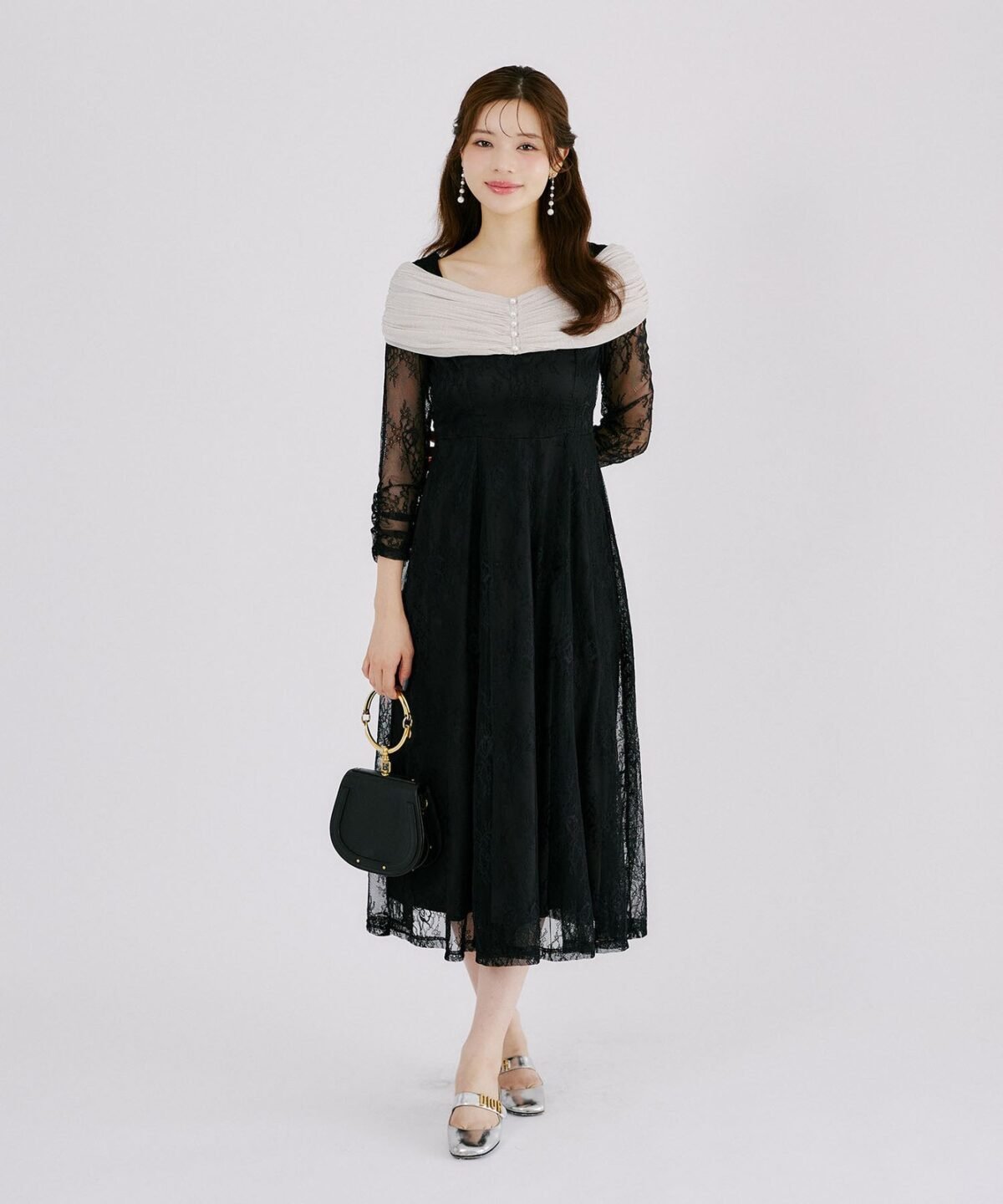 2026秋冬人氣款 tocco closet《OccasionCollection》 日本薄紗連身修腰長裙 現貨