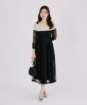 2026秋冬人氣款 tocco closet《OccasionCollection》 日本薄紗連身修腰長裙 現貨