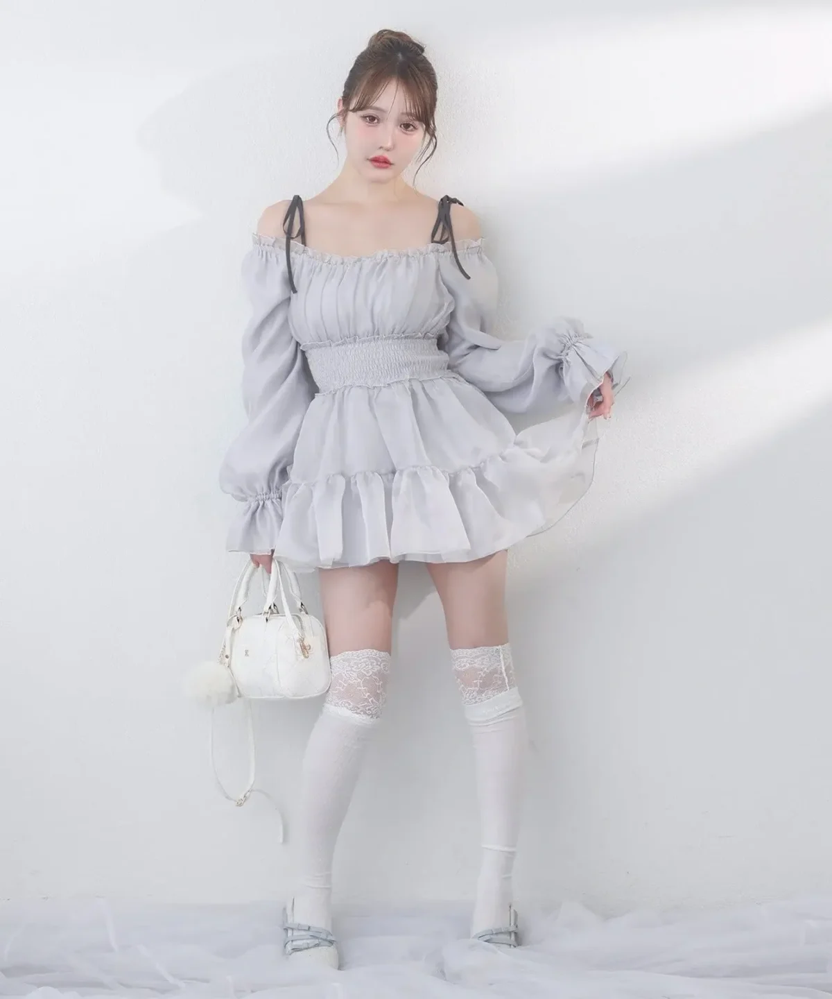 one after another nice claup 愛されメロチュニック 2 ways 長袖連身裙 藍灰色 現貨