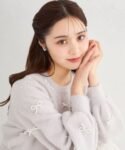 日本 tocco closet 珍珠蝴蝶結閃蔥毛絨針織外套