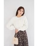 日本 tocco closet 珍珠蝴蝶結閃蔥毛絨針織外套
