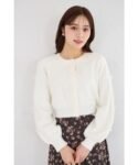 日本 tocco closet 珍珠蝴蝶結閃蔥毛絨針織外套