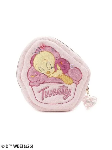 Snidel home x tweety 翠兒刺繡小物袋 粉紅色 現貨