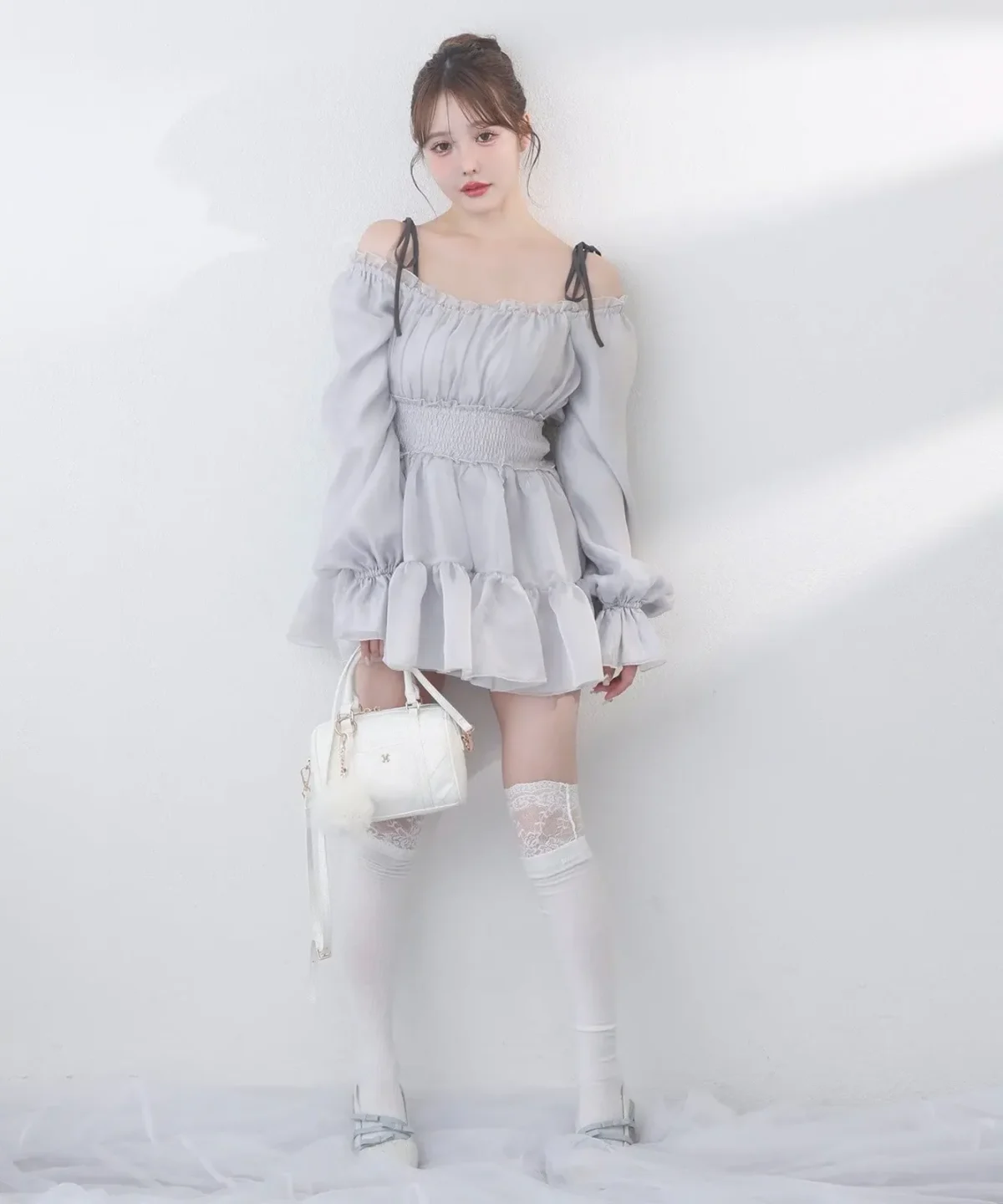 one after another nice claup 愛されメロチュニック 2 ways 長袖連身裙 藍灰色 現貨