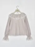 日本 An MILLE Ribbon tulle frill blouse 雪紡花邊蕾絲長袖恤衫top 3色 預約