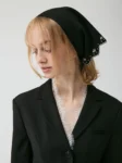 LILY BROWN 刺繡2 ways scarf (black)