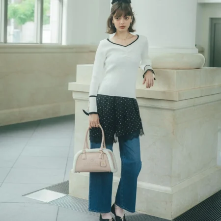 2026 秋冬新款 VIS X MARY QUANT 現貨 ~ 袖デイジーボタンVネックリブニット